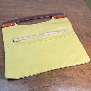 70s Vintage Roger Gimlet Foldable Lucite Yellow Leather Envelope Clutch Bag